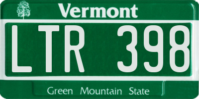 VT license plate LTR398