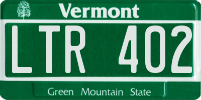 VT license plate LTR402