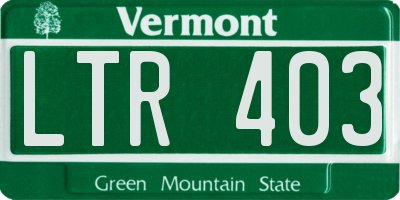 VT license plate LTR403