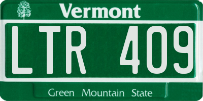 VT license plate LTR409