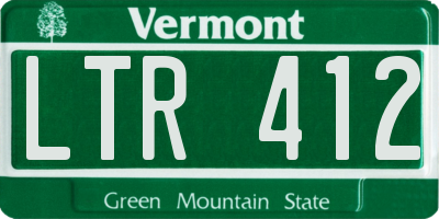 VT license plate LTR412
