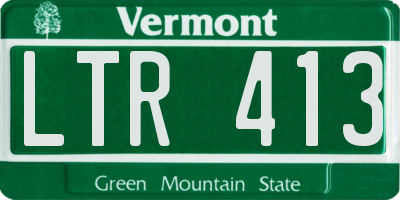 VT license plate LTR413
