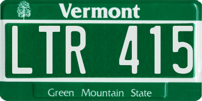 VT license plate LTR415