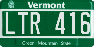 VT license plate LTR416