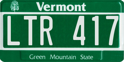 VT license plate LTR417