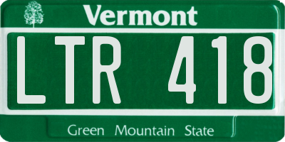 VT license plate LTR418