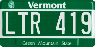 VT license plate LTR419