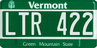 VT license plate LTR422