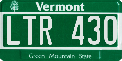 VT license plate LTR430