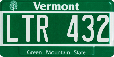 VT license plate LTR432