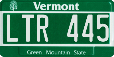 VT license plate LTR445
