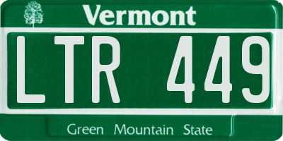 VT license plate LTR449