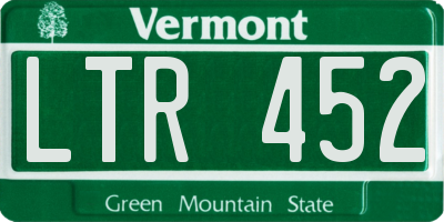 VT license plate LTR452