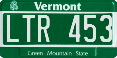 VT license plate LTR453