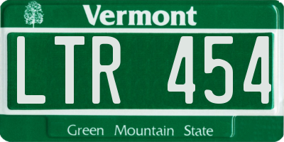 VT license plate LTR454