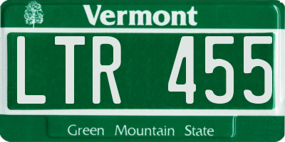VT license plate LTR455