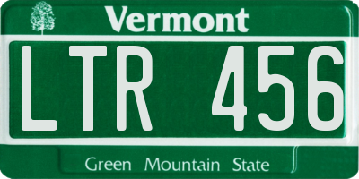 VT license plate LTR456