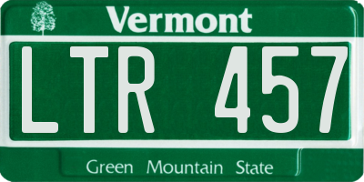 VT license plate LTR457