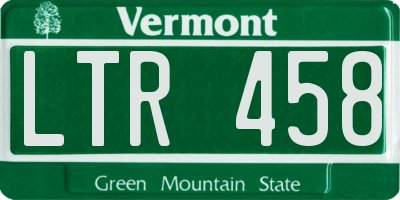 VT license plate LTR458