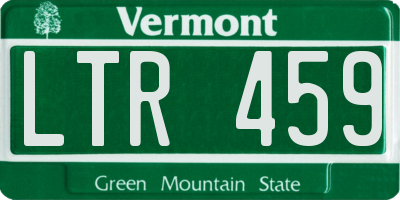VT license plate LTR459