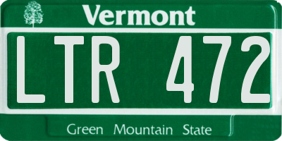 VT license plate LTR472