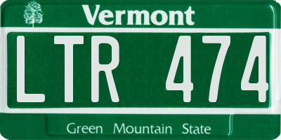 VT license plate LTR474
