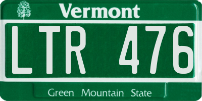 VT license plate LTR476