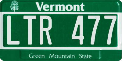 VT license plate LTR477