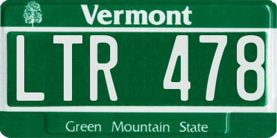 VT license plate LTR478