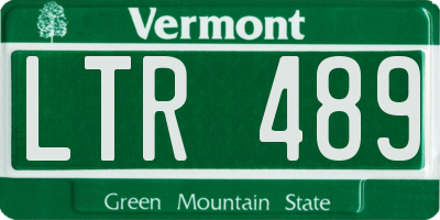 VT license plate LTR489