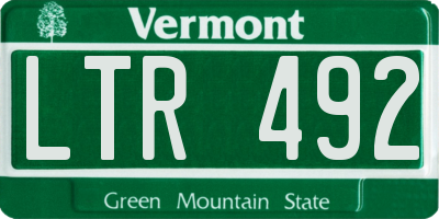 VT license plate LTR492