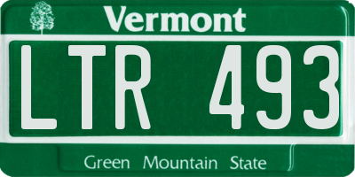 VT license plate LTR493