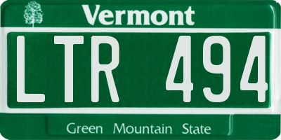 VT license plate LTR494