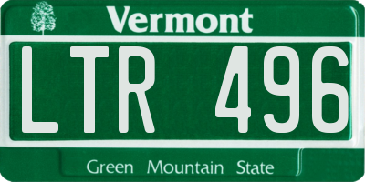 VT license plate LTR496