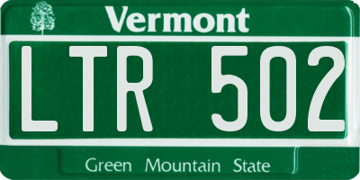 VT license plate LTR502