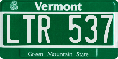 VT license plate LTR537