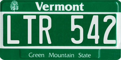 VT license plate LTR542