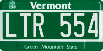 VT license plate LTR554