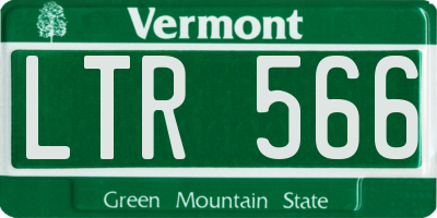VT license plate LTR566