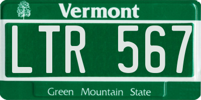 VT license plate LTR567
