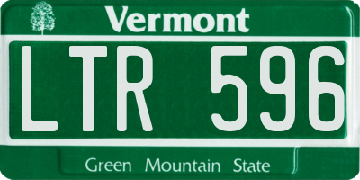 VT license plate LTR596