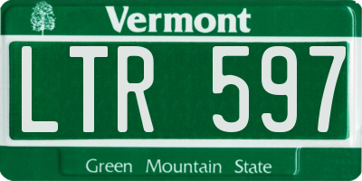 VT license plate LTR597