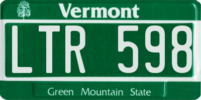 VT license plate LTR598