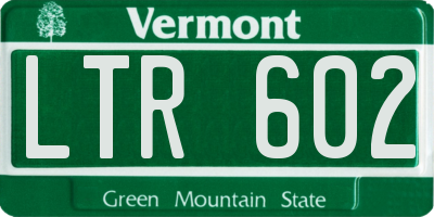 VT license plate LTR602