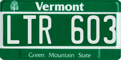 VT license plate LTR603