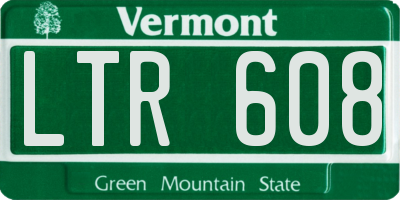 VT license plate LTR608
