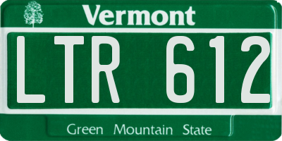 VT license plate LTR612