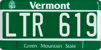 VT license plate LTR619