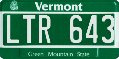 VT license plate LTR643