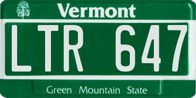 VT license plate LTR647